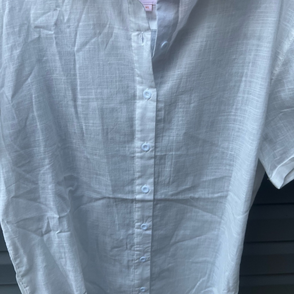 Lucky to love here Classic White Men's Shirt size M 100% cotton - Picture 7 of 9